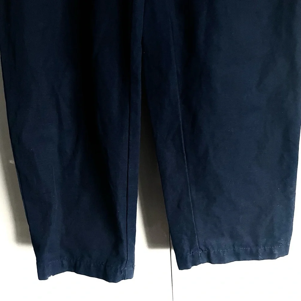 Banana Republic Hyper Navy Linen Blend Paperbag Pant Size 4 EUC
